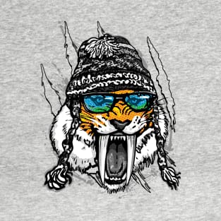 Saber-Toothed Tiger Winer Beanie T-Shirt